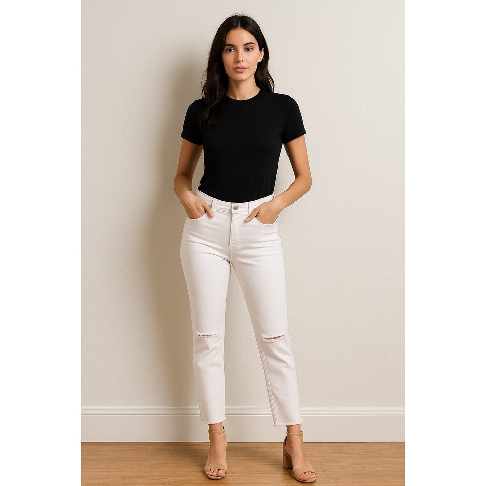 Ontwelfth Skinny Jeans Womens 30 White Stretch Distressed Raw Hem Y2K Minimalist